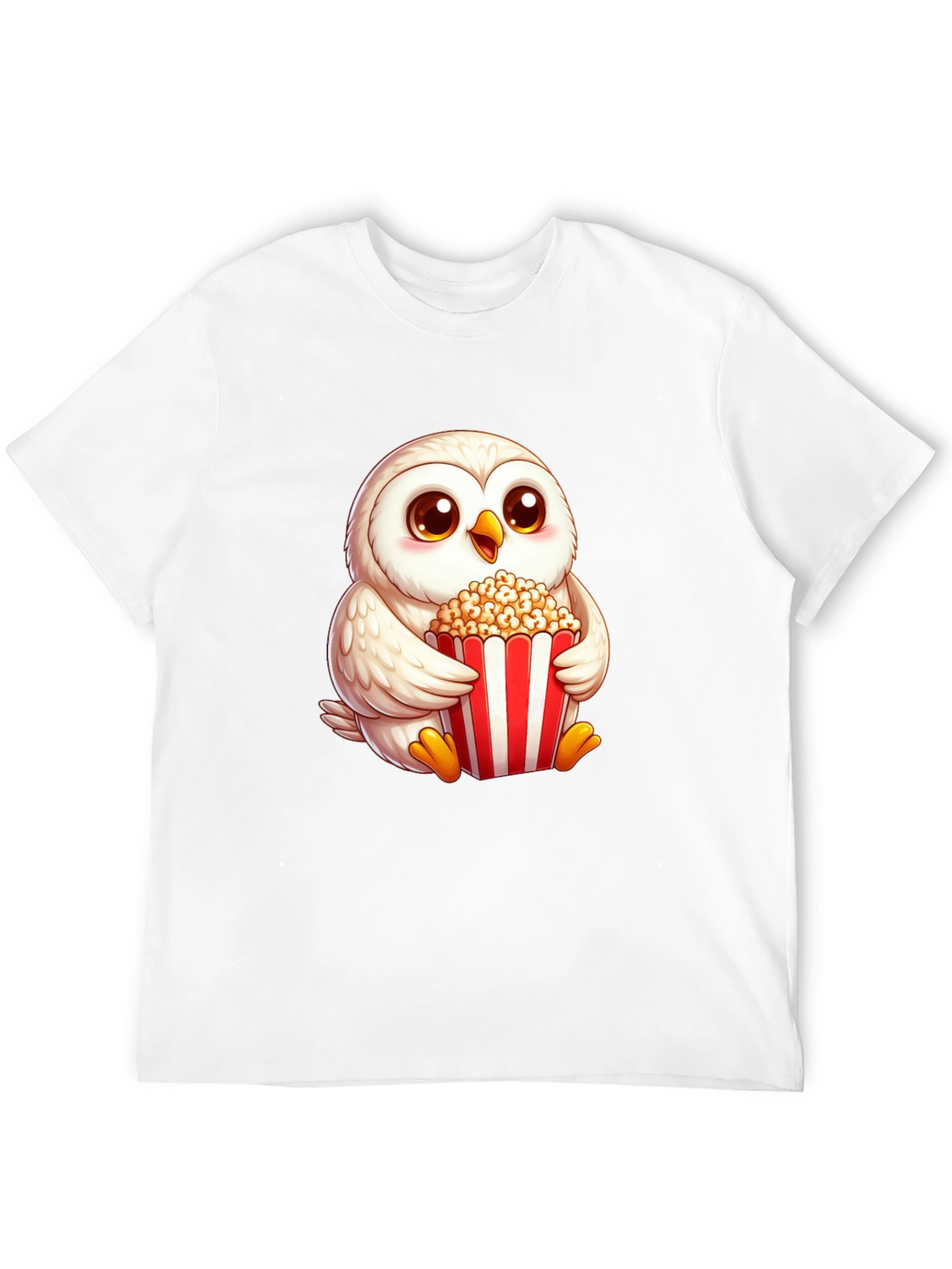 Cute Owl Eating Popcorn Graphic Tee