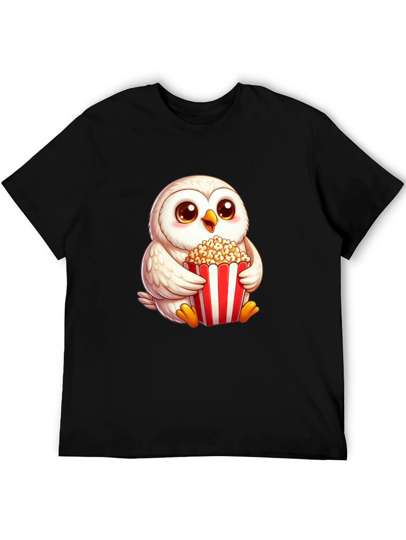 Cute Owl Eating Popcorn Graphic Tee