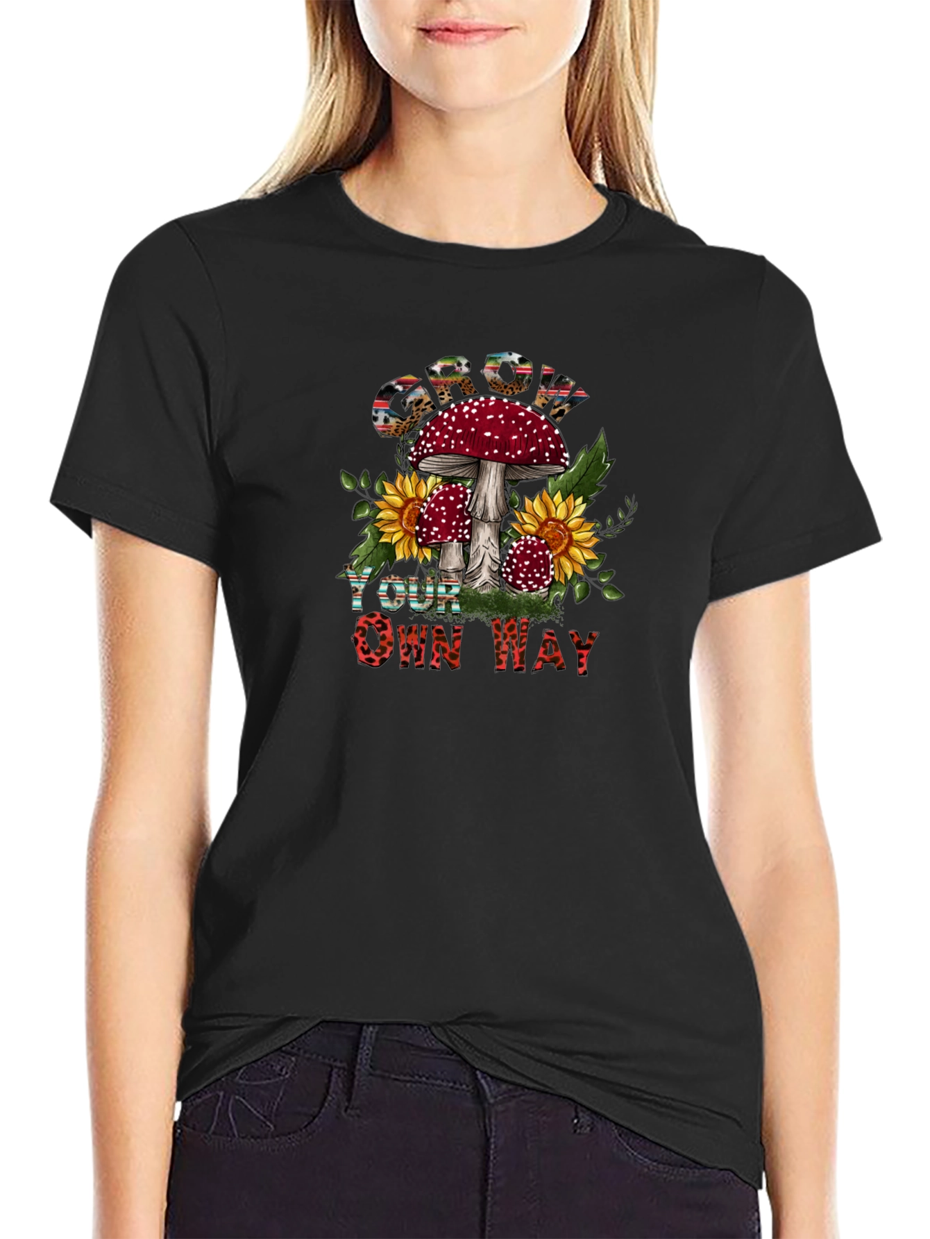 Mushroom Sunflower Graphic Tee