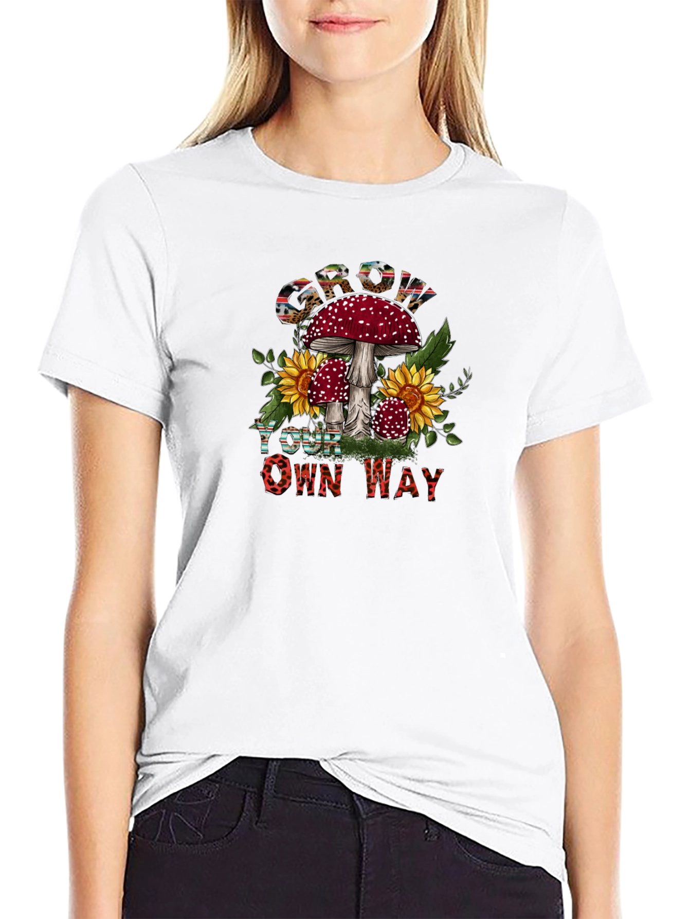 Mushroom Sunflower Graphic Tee