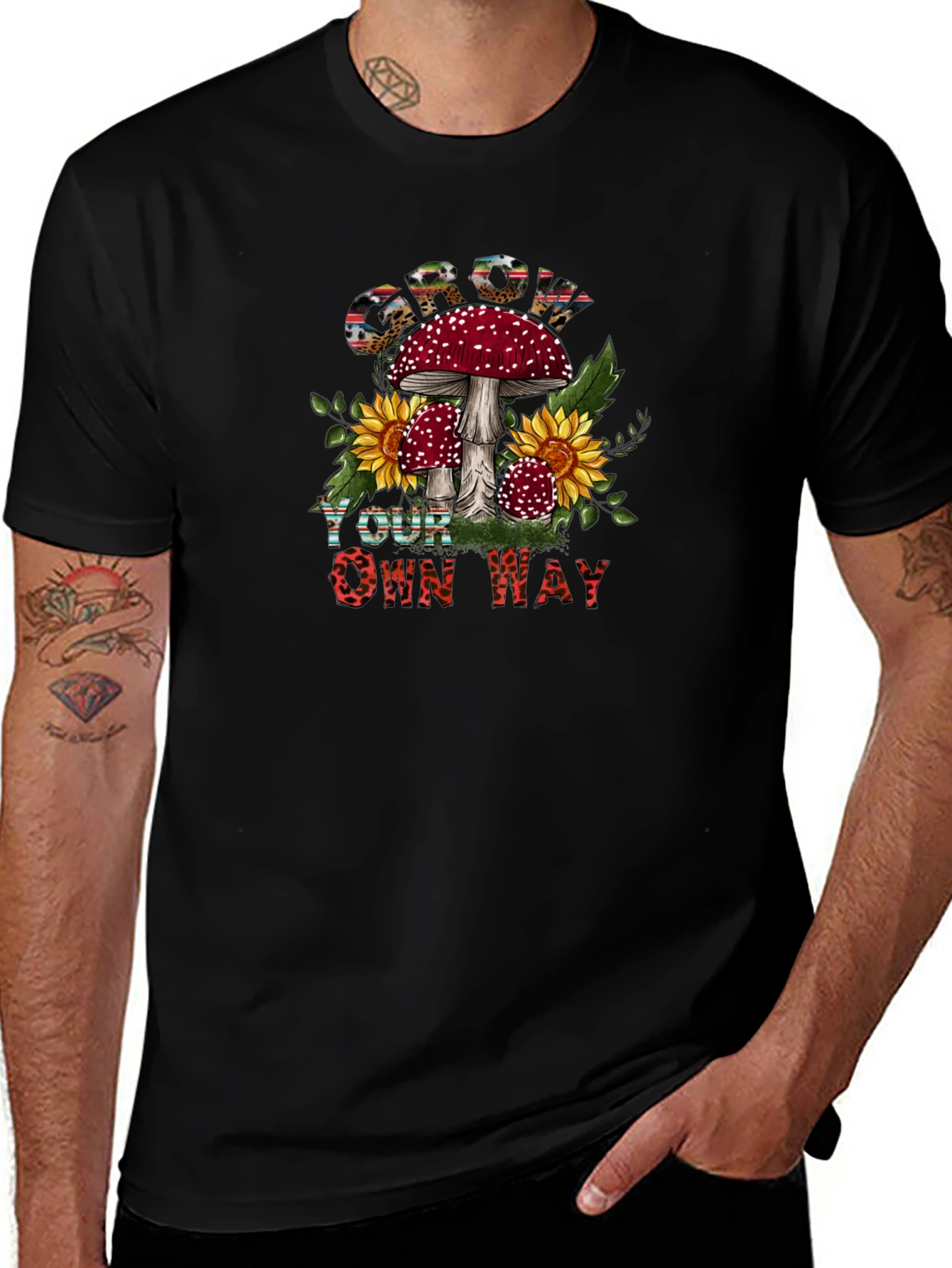 Mushroom Sunflower Graphic Tee