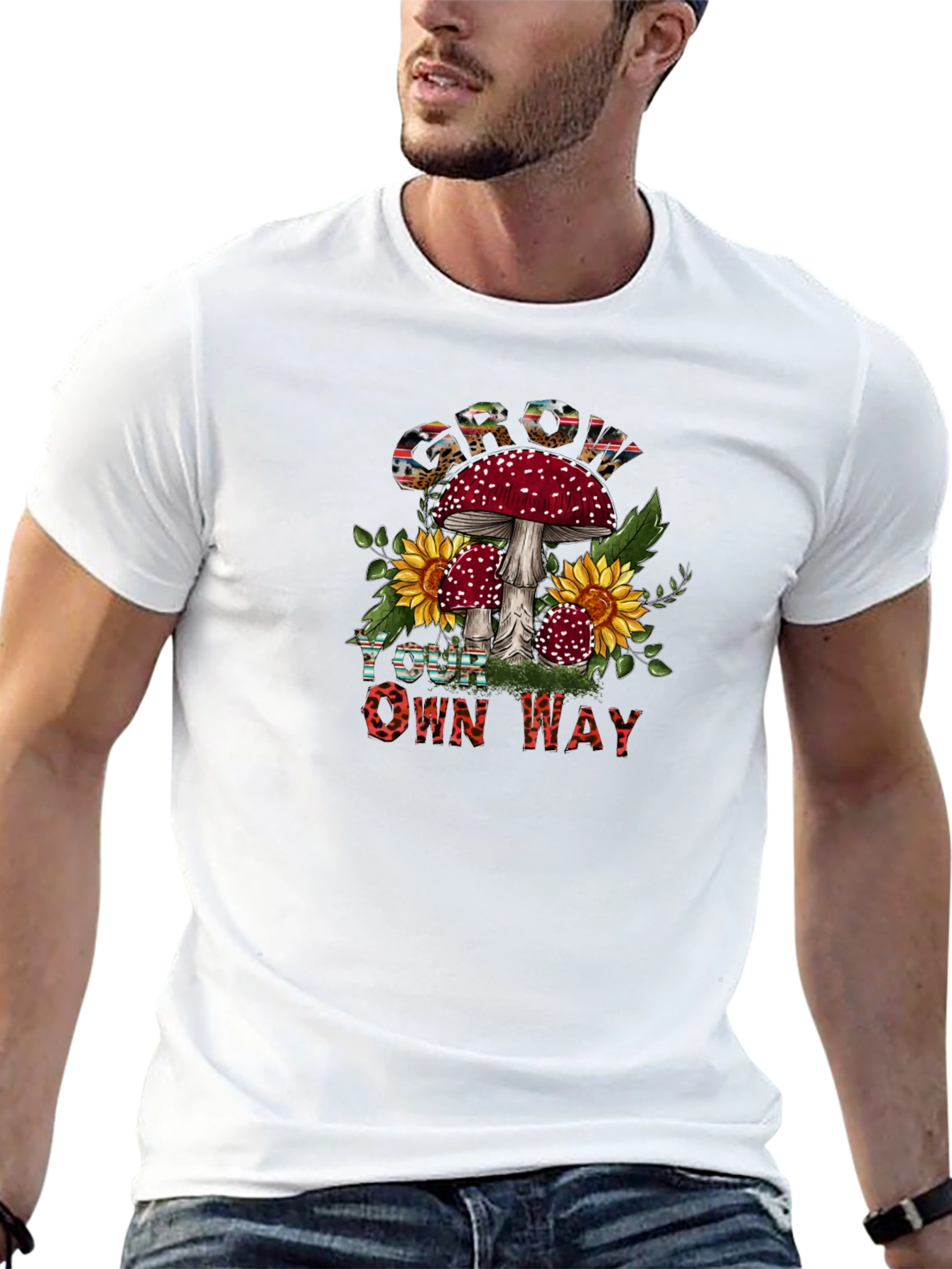 Mushroom Sunflower Graphic Tee