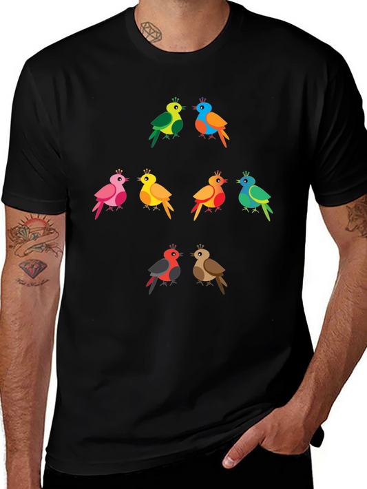 Colorful Birds Graphic Tee - Fun & Unique Design