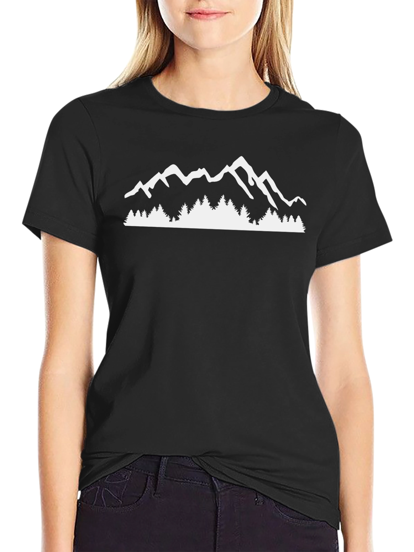 Mountain Scene Graphic Tee - Black