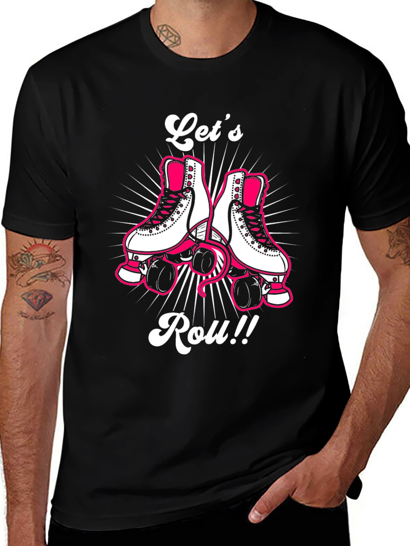 Lets Roll Retro Roller Skate Graphic Tee