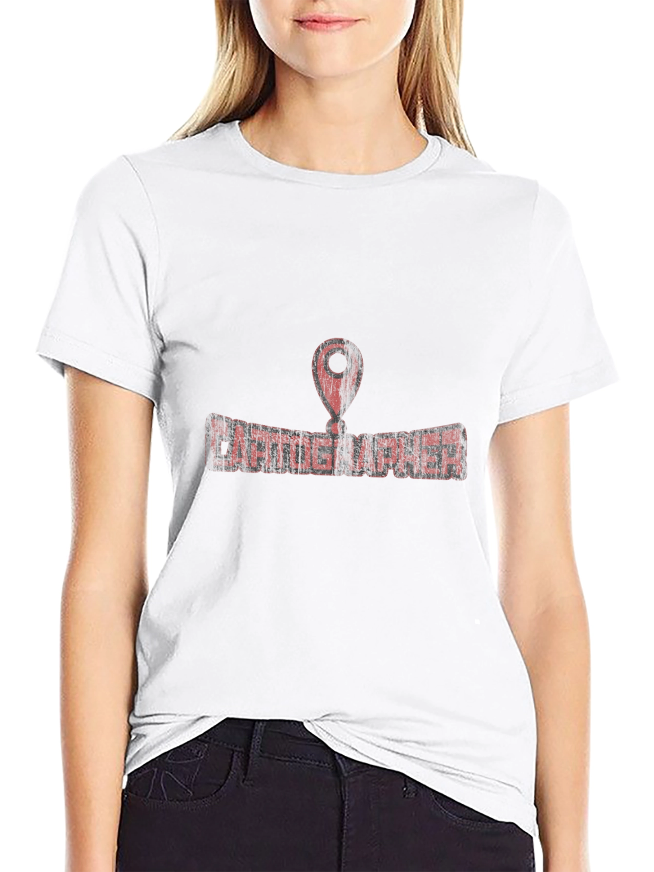 Cartographer T-Shirt - Black with Map Pin Design