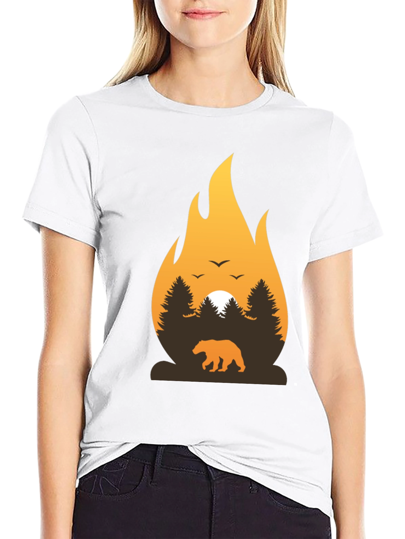 Campfire Bear Graphic T-Shirt