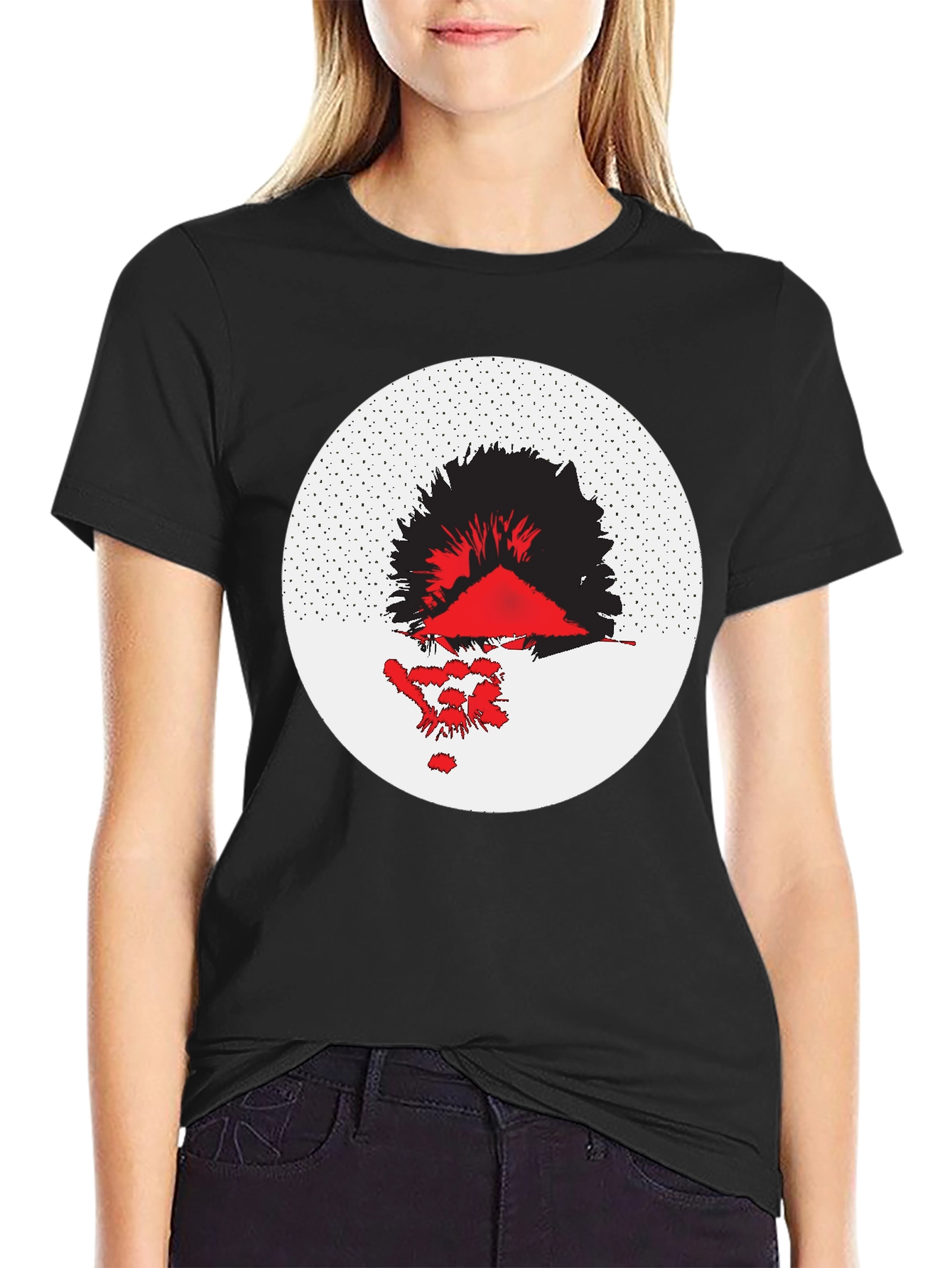 Abstract Graphic Tee - Black Cotton Blend