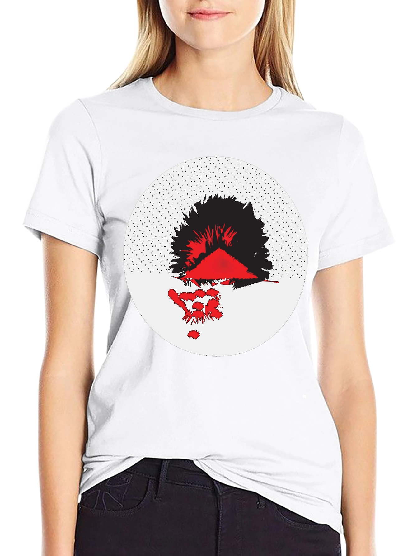 Abstract Graphic Tee - Black Cotton Blend