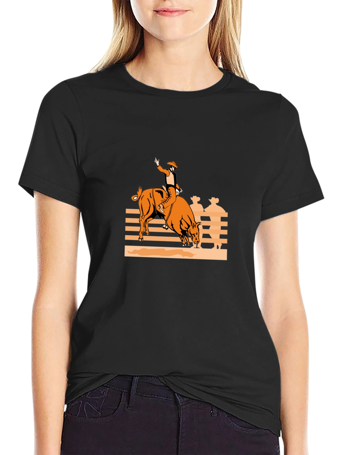 Bull Rider Graphic Tee - Black Cotton Comfort