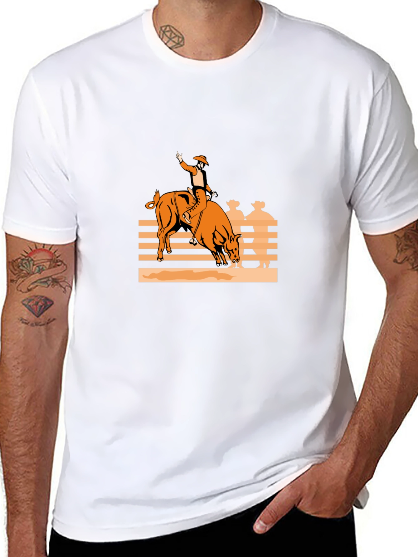 Bull Rider Graphic Tee - Black Cotton Comfort