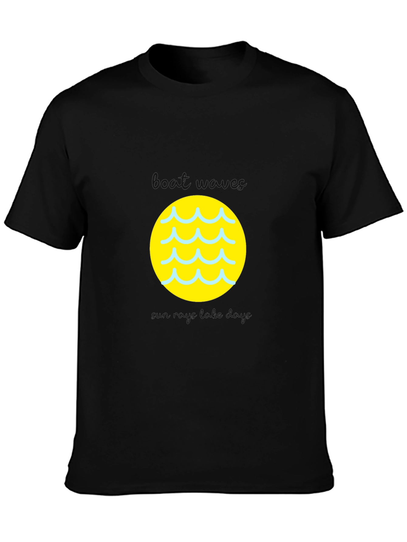 Black Tee with Yellow Wave Circle Graphic
