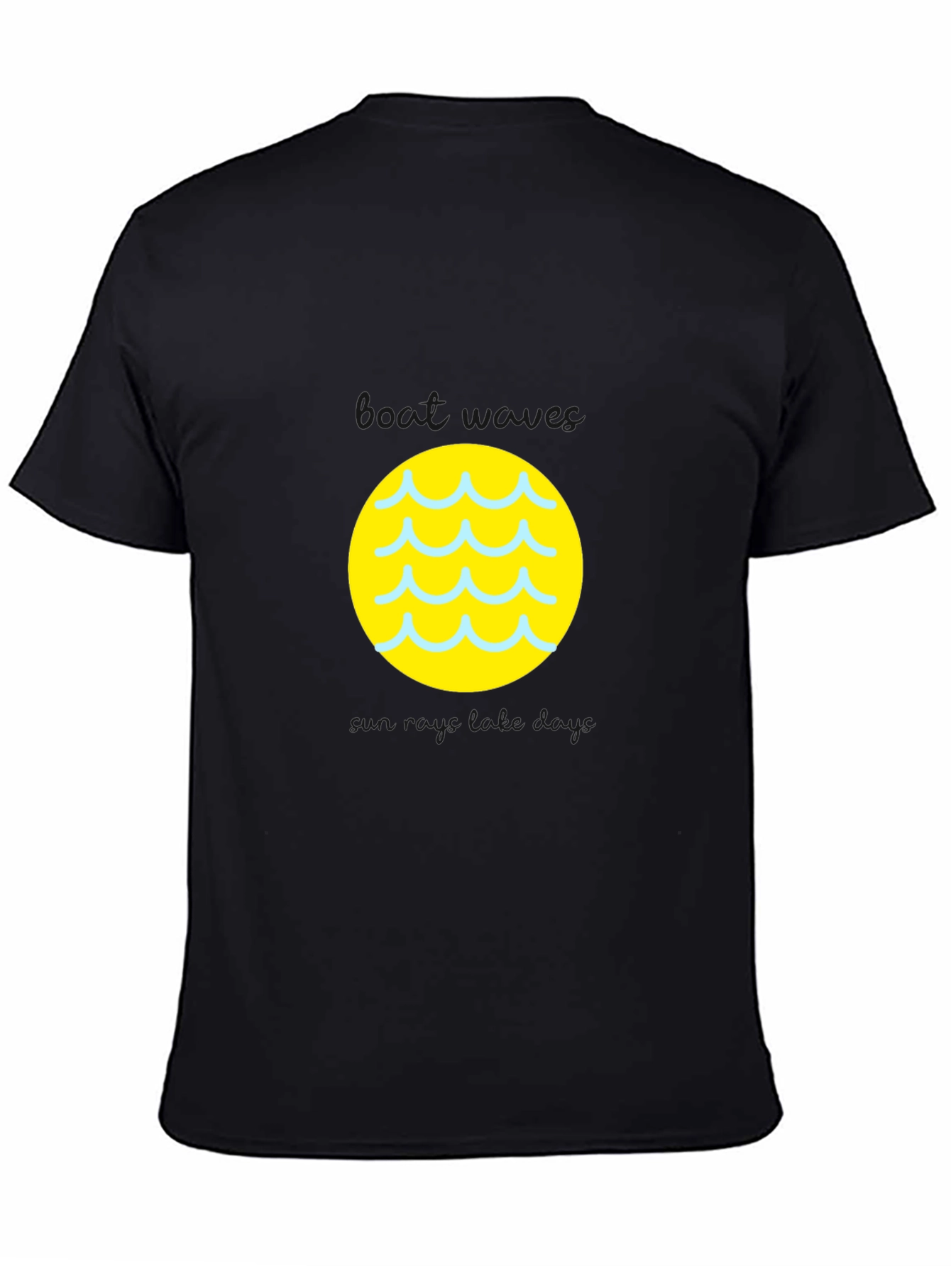 Black Tee with Yellow Wave Circle Graphic