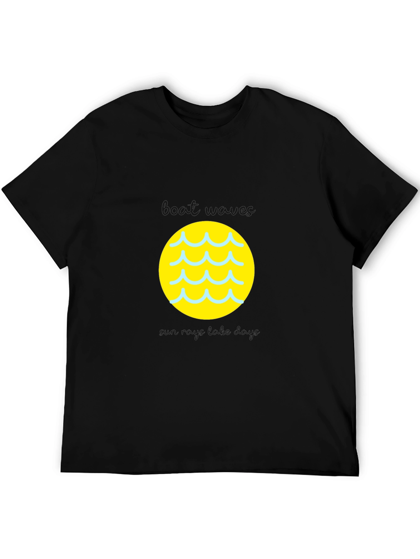 Black Tee with Yellow Wave Circle Graphic