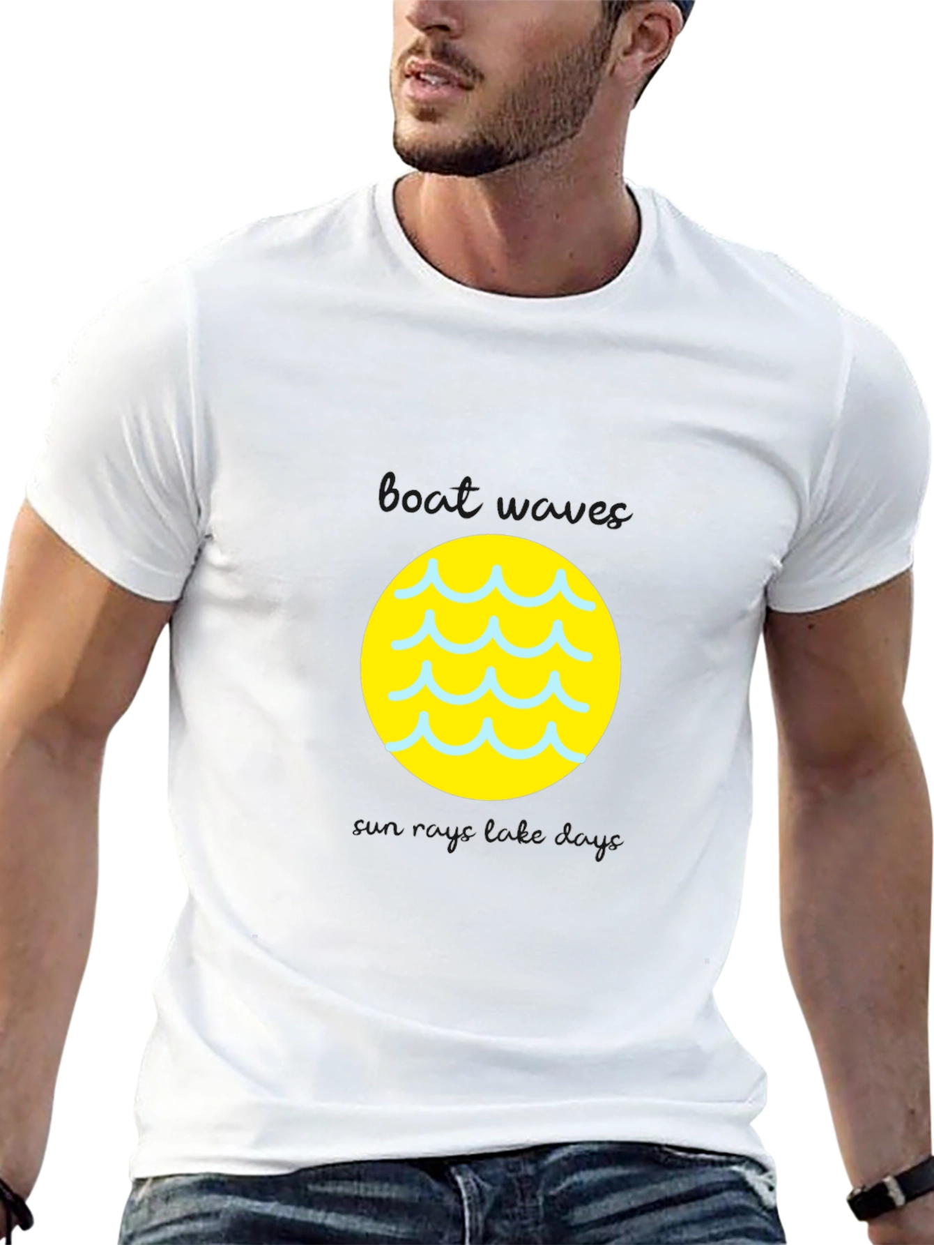 Black Tee with Yellow Wave Circle Graphic