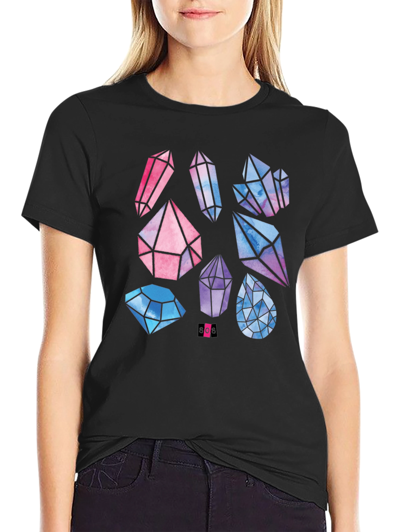 Geometric Crystal Print T-Shirt