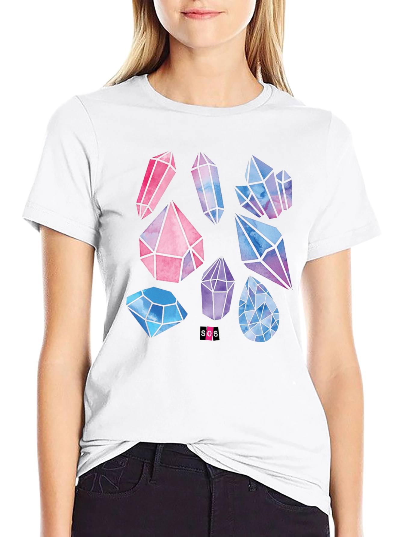 Geometric Crystal Print T-Shirt