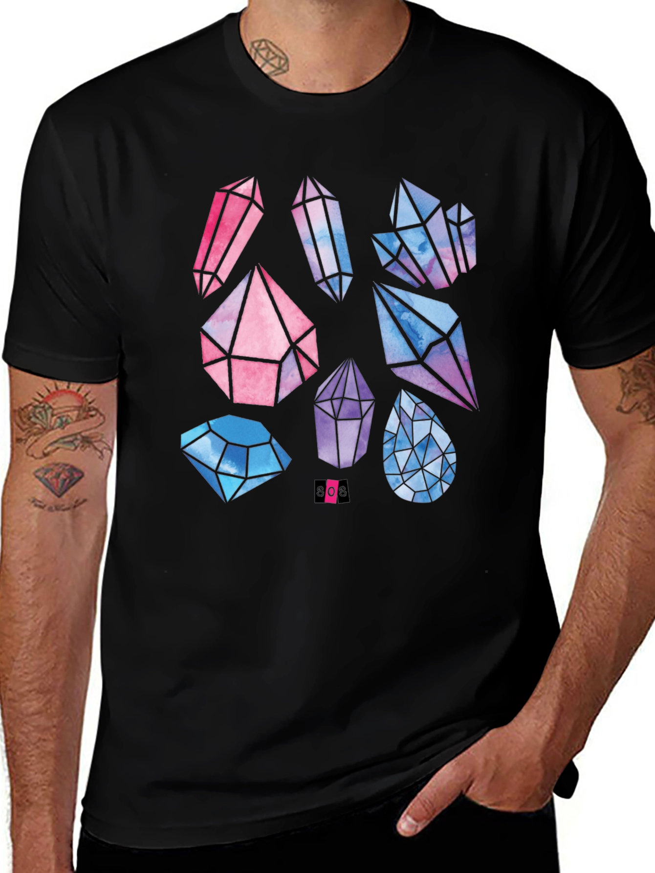 Geometric Crystal Print T-Shirt