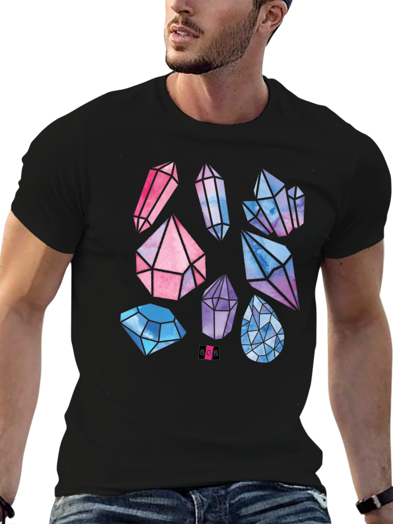 Geometric Crystal Print T-Shirt
