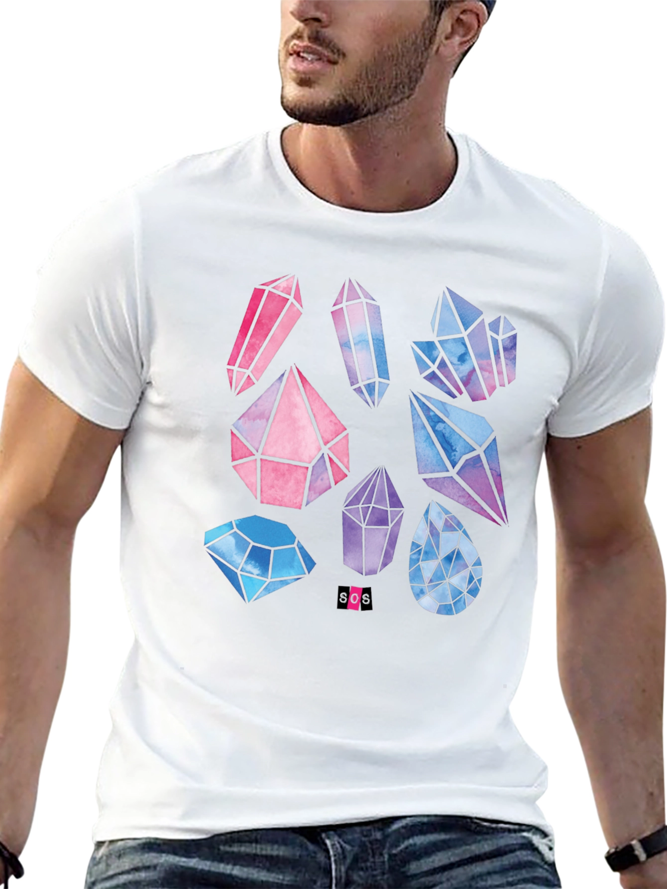 Geometric Crystal Print T-Shirt