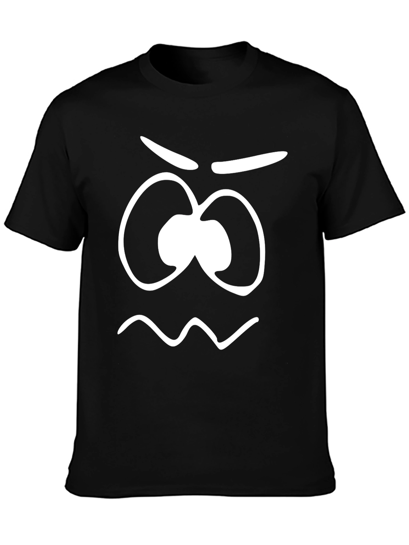 Funny Grumpy Face Graphic Tee - Black Cotton T-Shirt