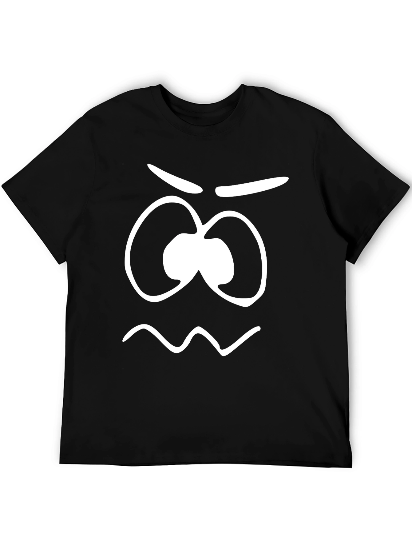 Funny Grumpy Face Graphic Tee - Black Cotton T-Shirt