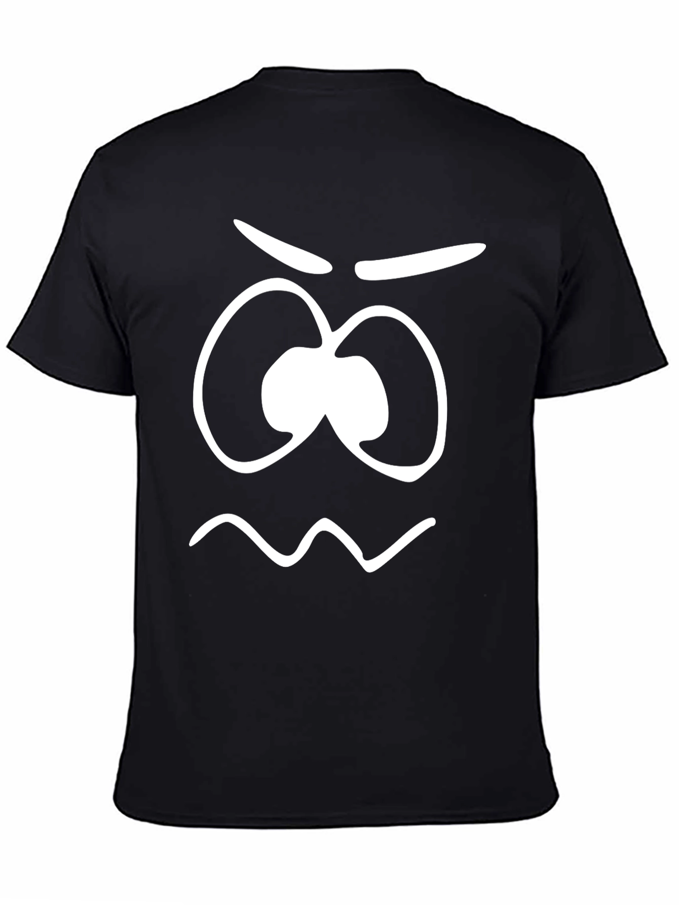 Funny Grumpy Face Graphic Tee - Black Cotton T-Shirt