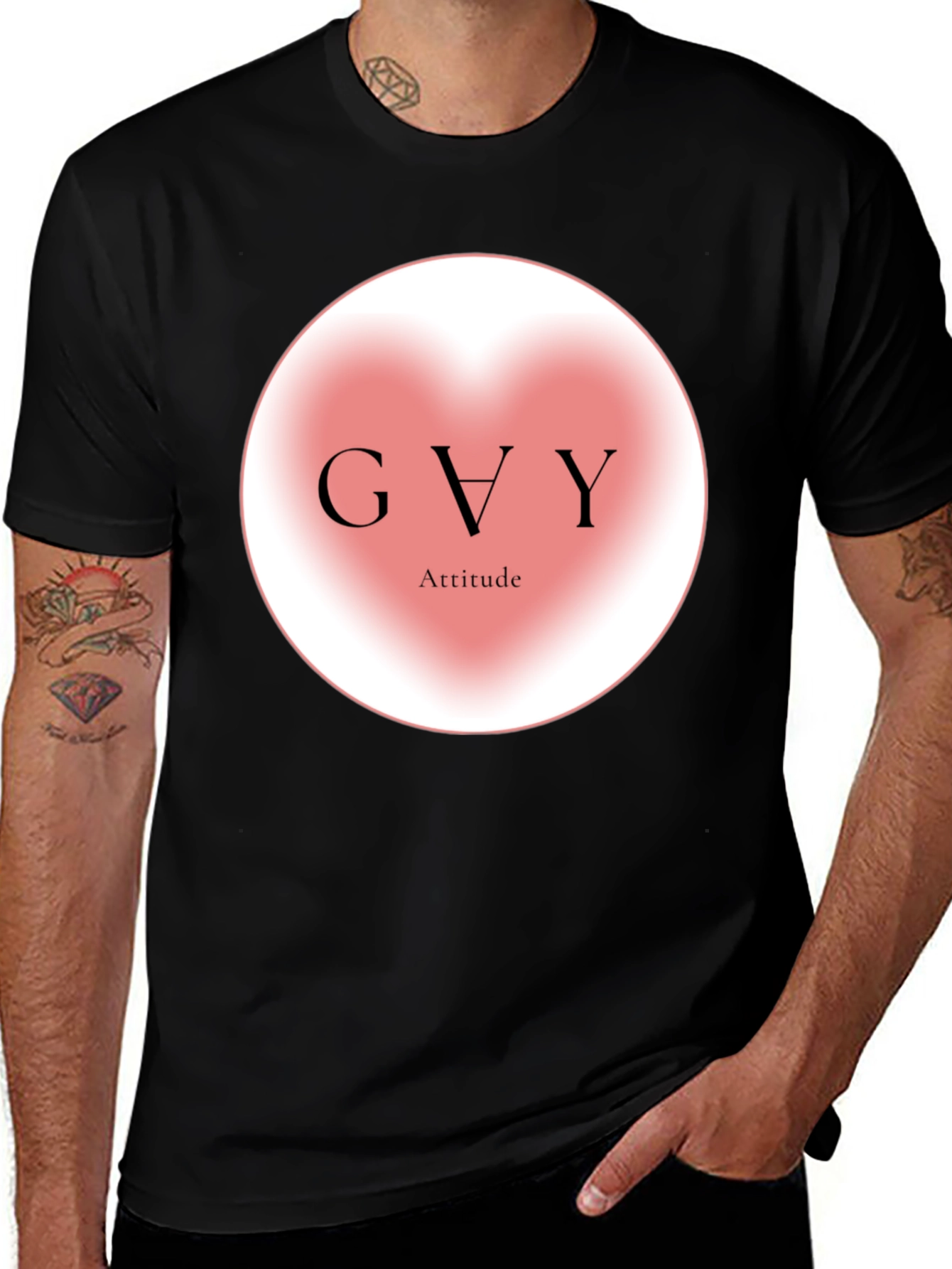 GVY Attitude Black Graphic T-Shirt