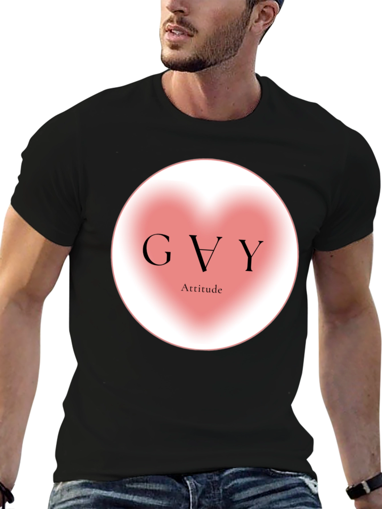 GVY Attitude Black Graphic T-Shirt