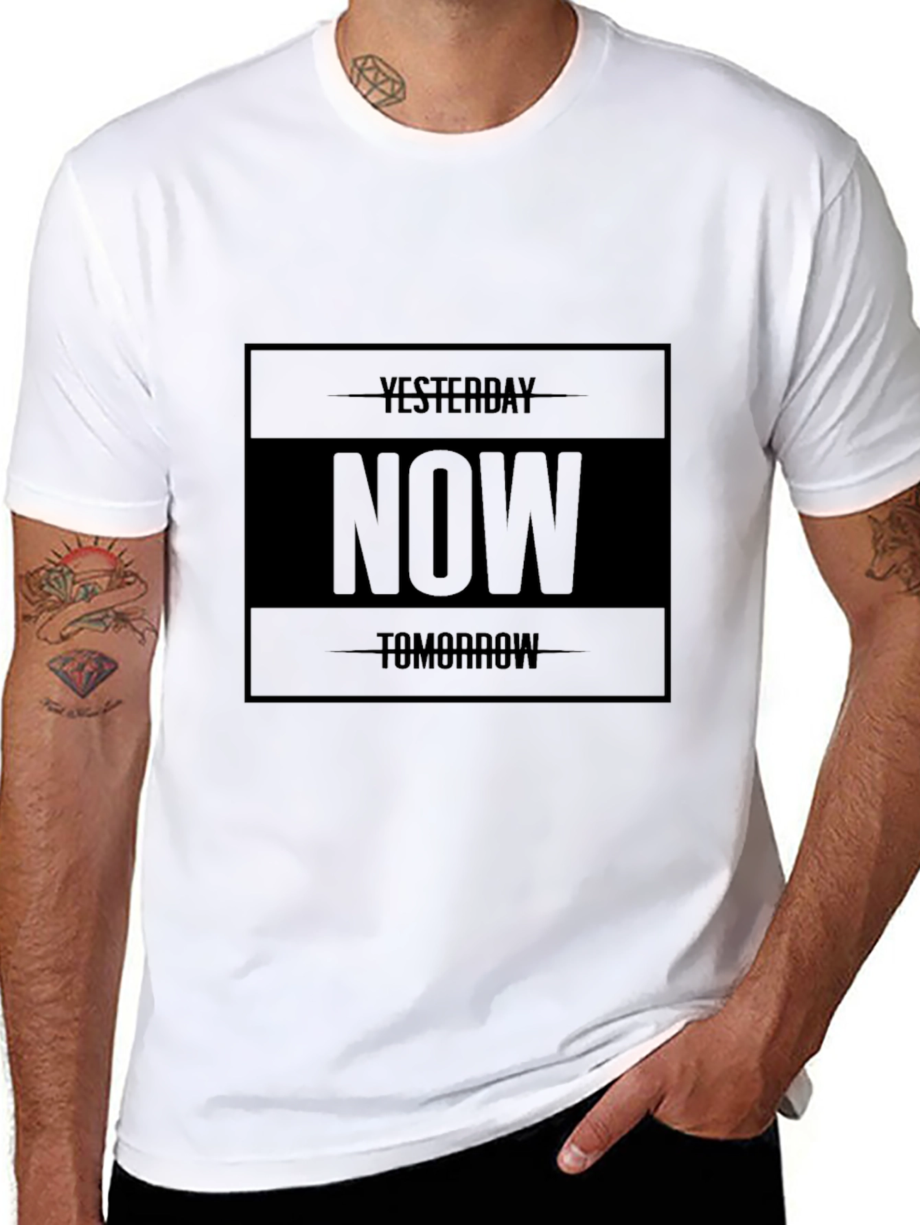 Mens Black Now Graphic Tee