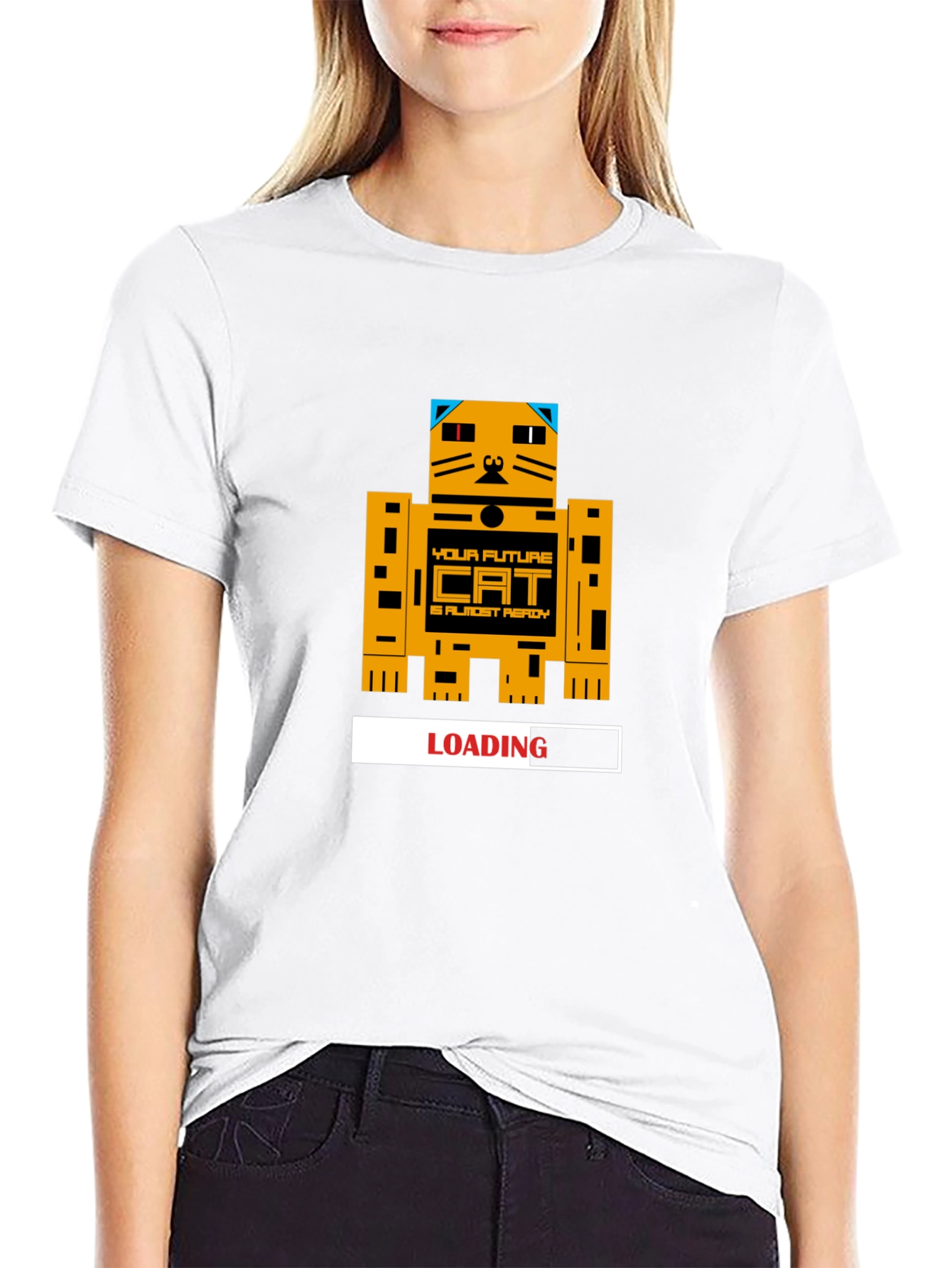 Future Cat Loading Graphic T-Shirt