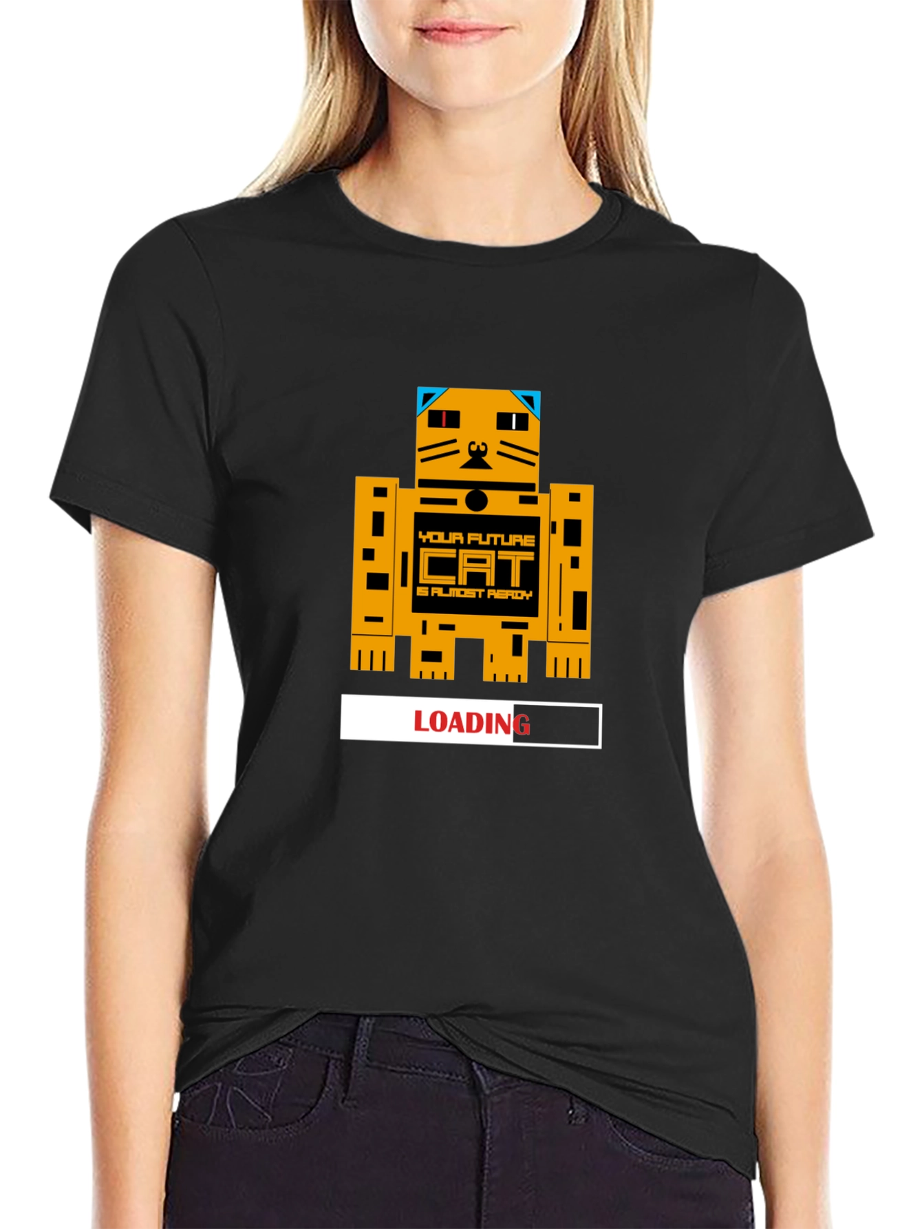 Future Cat Loading Graphic T-Shirt