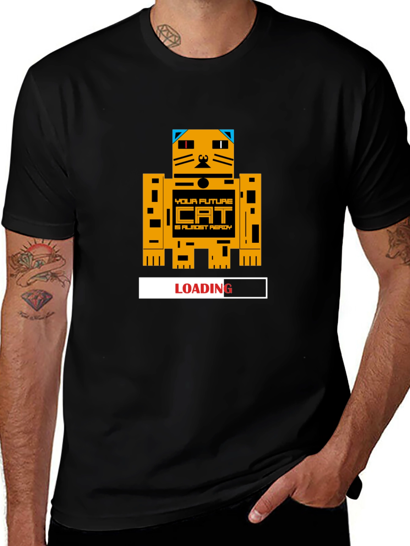 Future Cat Loading Graphic T-Shirt