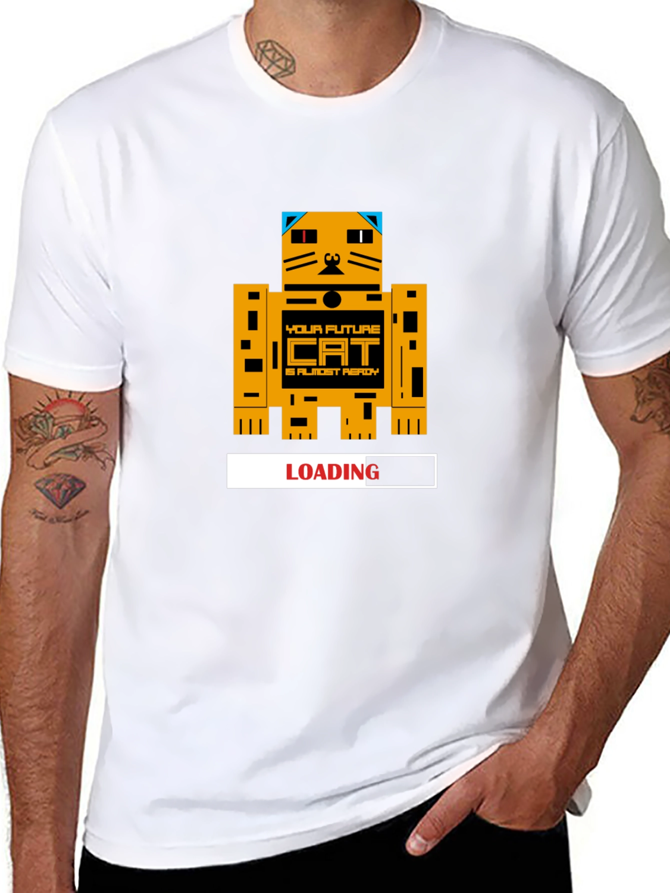 Future Cat Loading Graphic T-Shirt