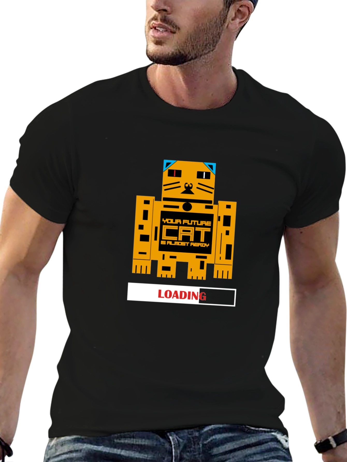 Future Cat Loading Graphic T-Shirt
