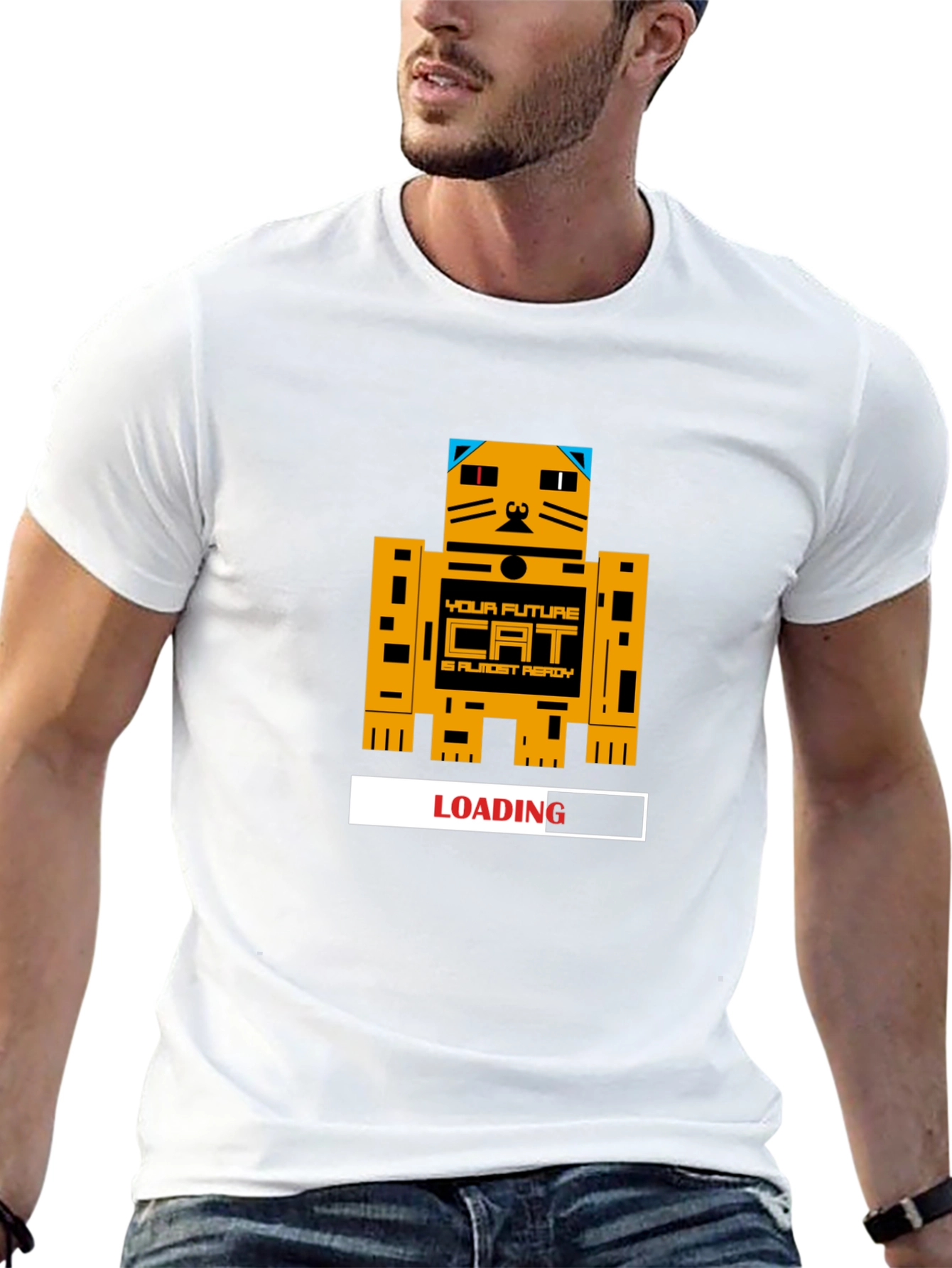 Future Cat Loading Graphic T-Shirt