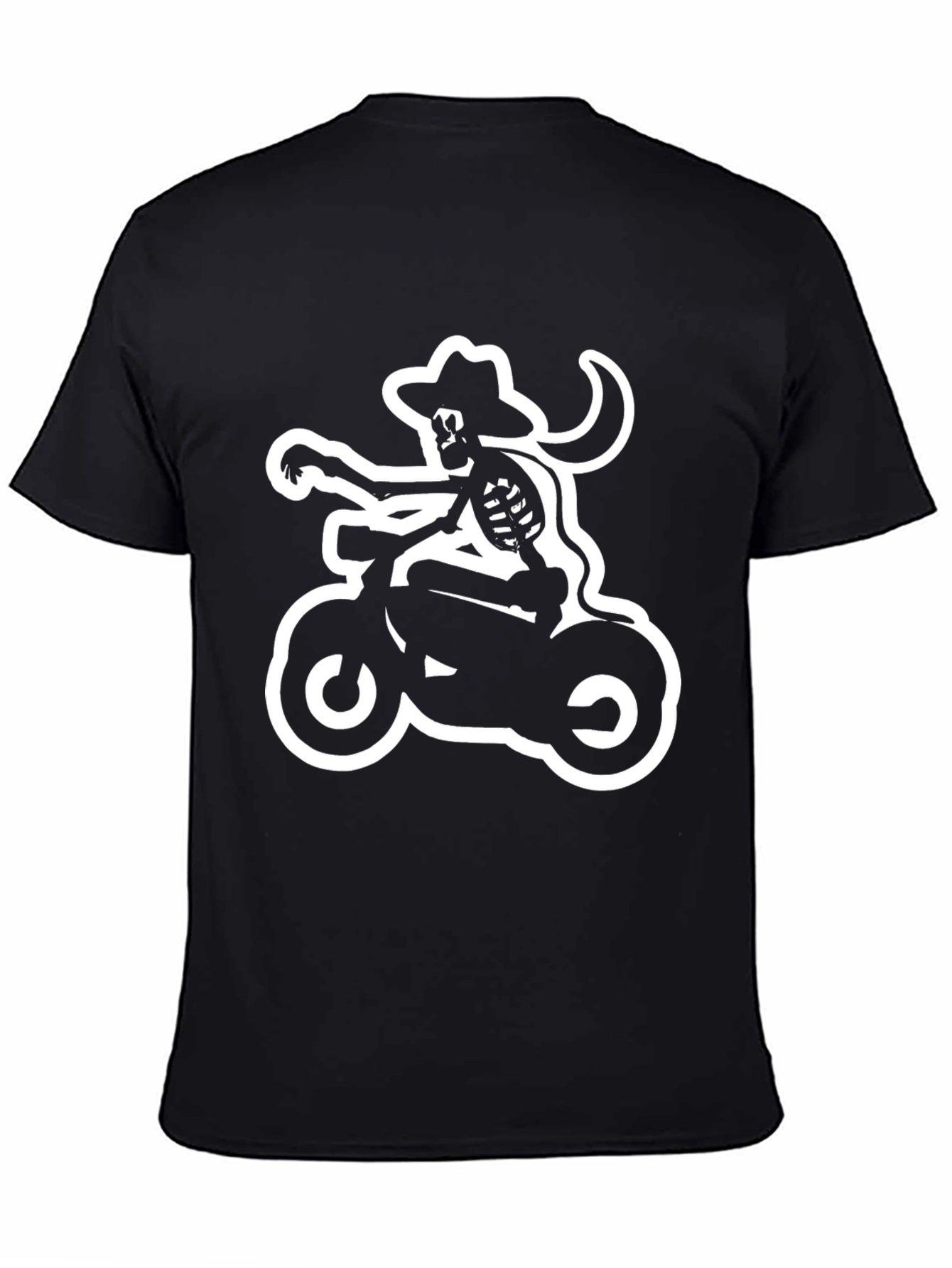 Skeleton Cowboy Motorcycle Black T-Shirt