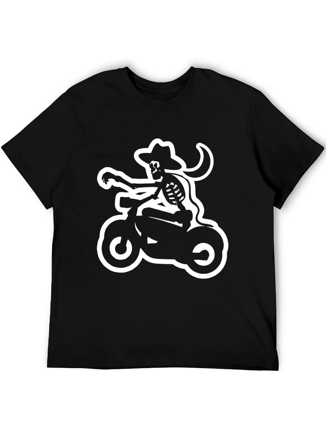 Skeleton Cowboy Motorcycle Black T-Shirt