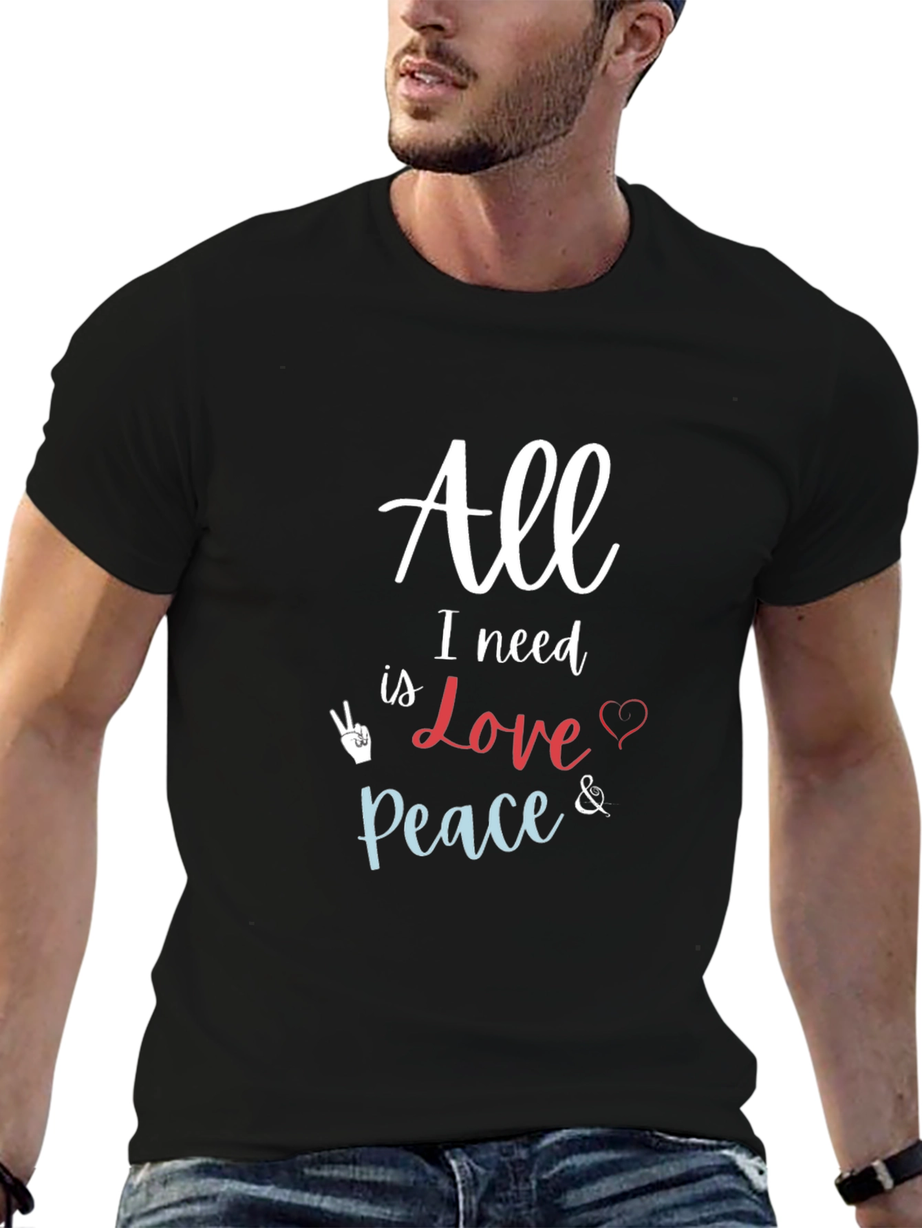All I Need Love & Peace Black T-Shirt