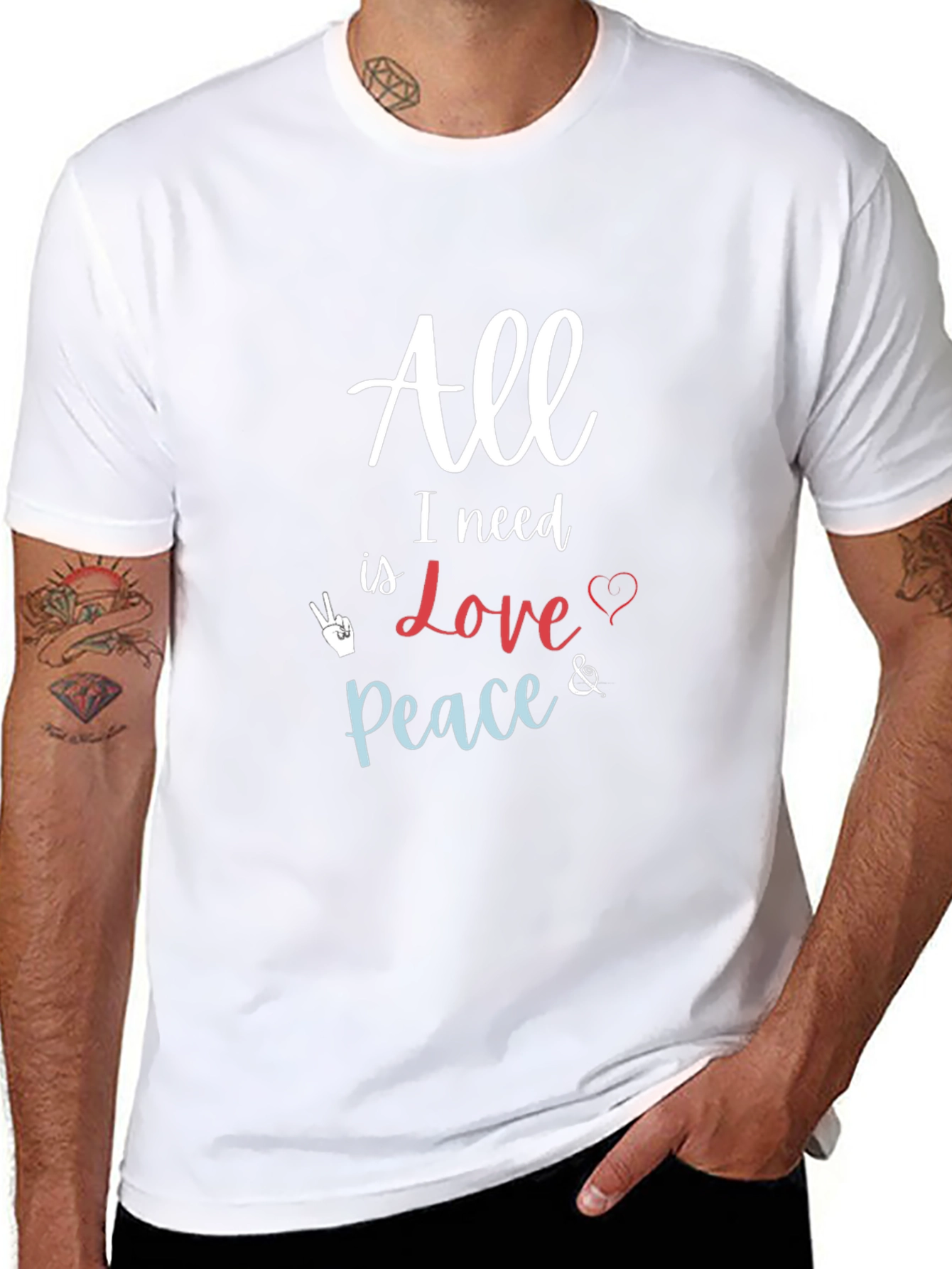 All I Need Love & Peace Black T-Shirt