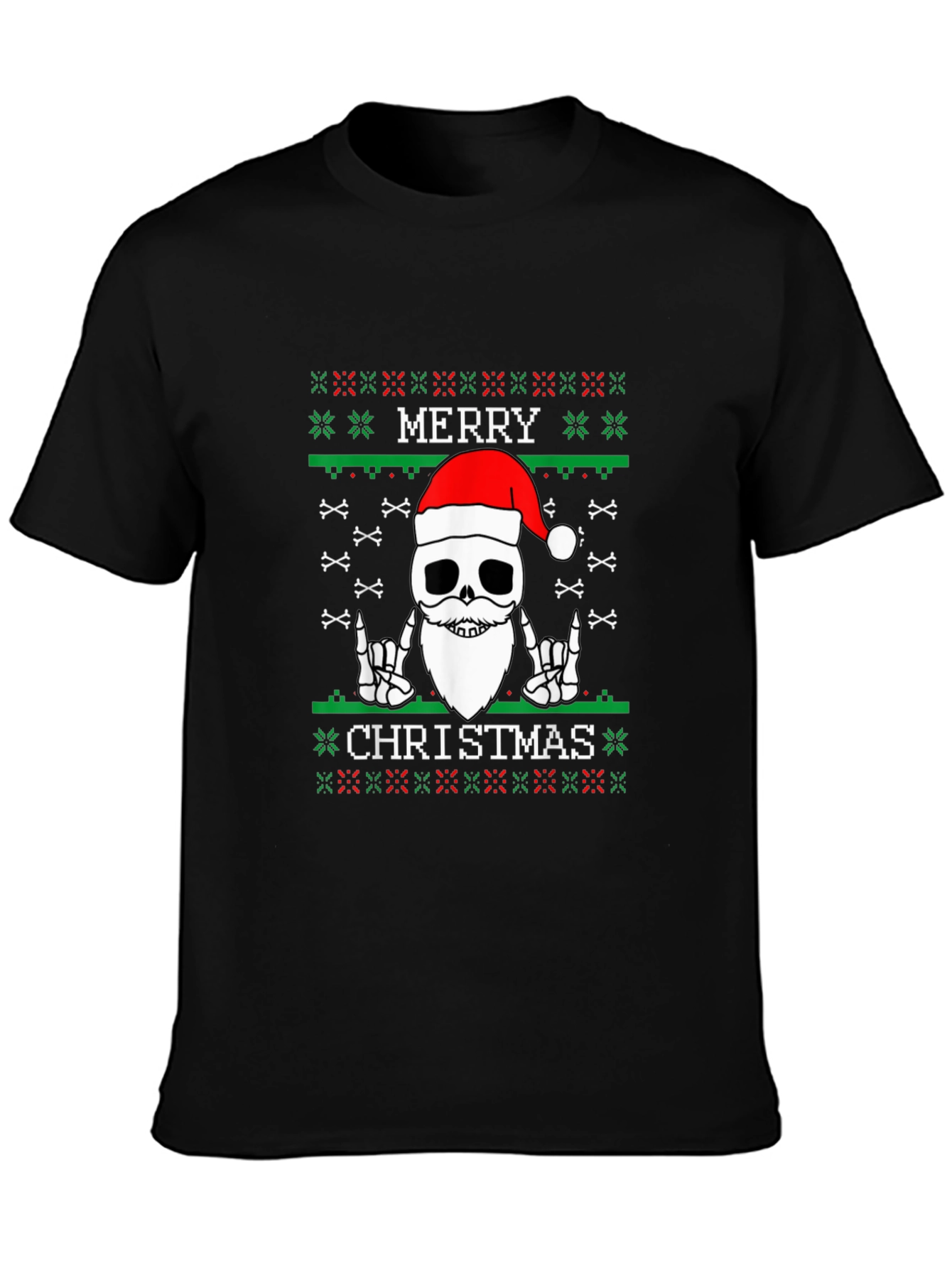 Merry Christmas Skeleton Ugly Sweater Style T-Shirt