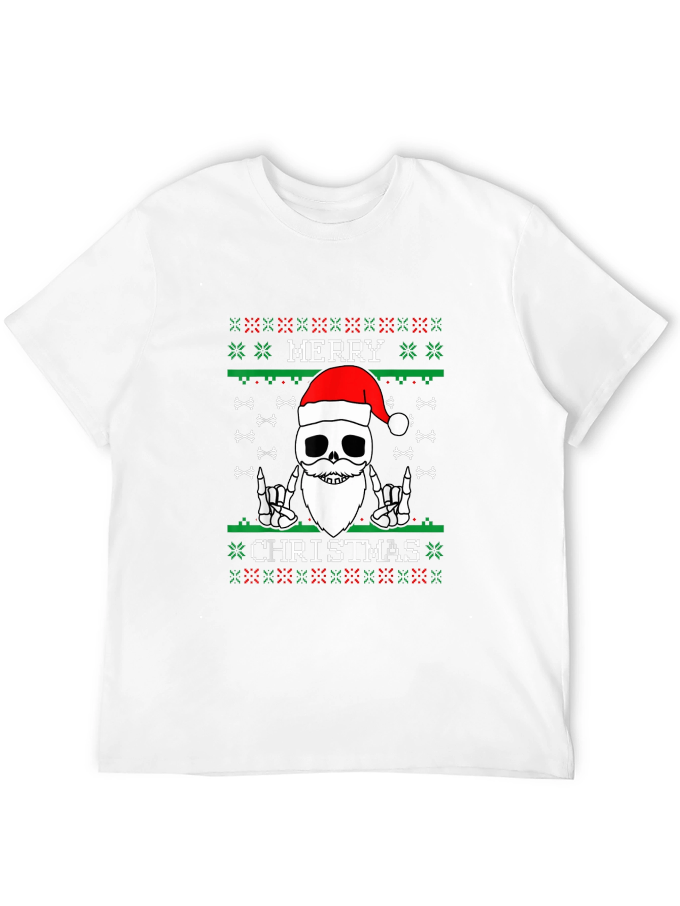 Merry Christmas Skeleton Ugly Sweater Style T-Shirt