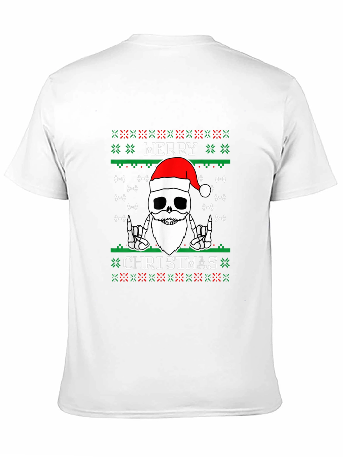 Merry Christmas Skeleton Ugly Sweater Style T-Shirt
