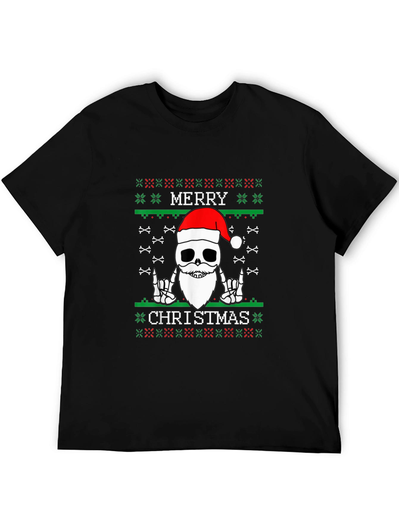 Merry Christmas Skeleton Ugly Sweater Style T-Shirt