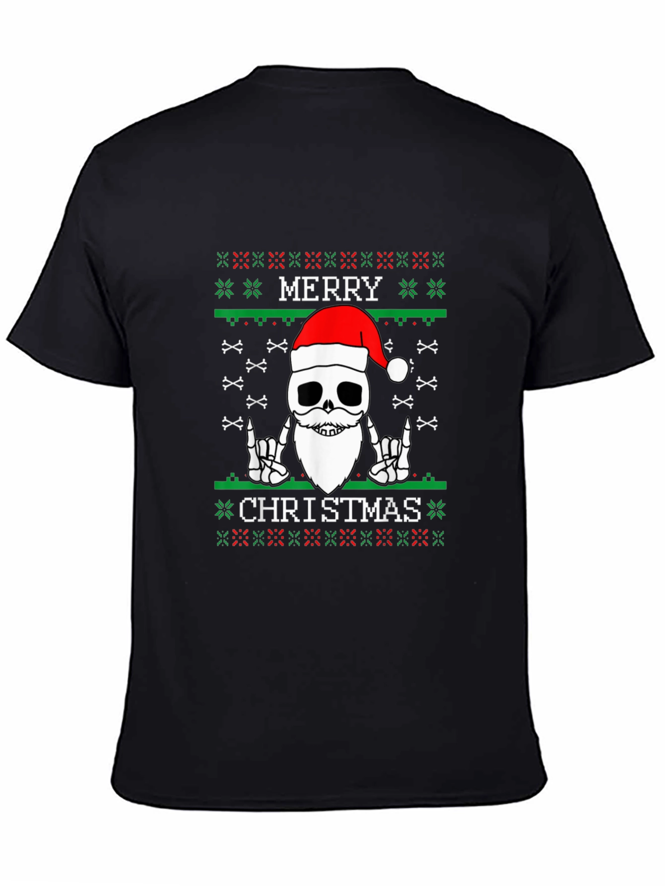Merry Christmas Skeleton Ugly Sweater Style T-Shirt