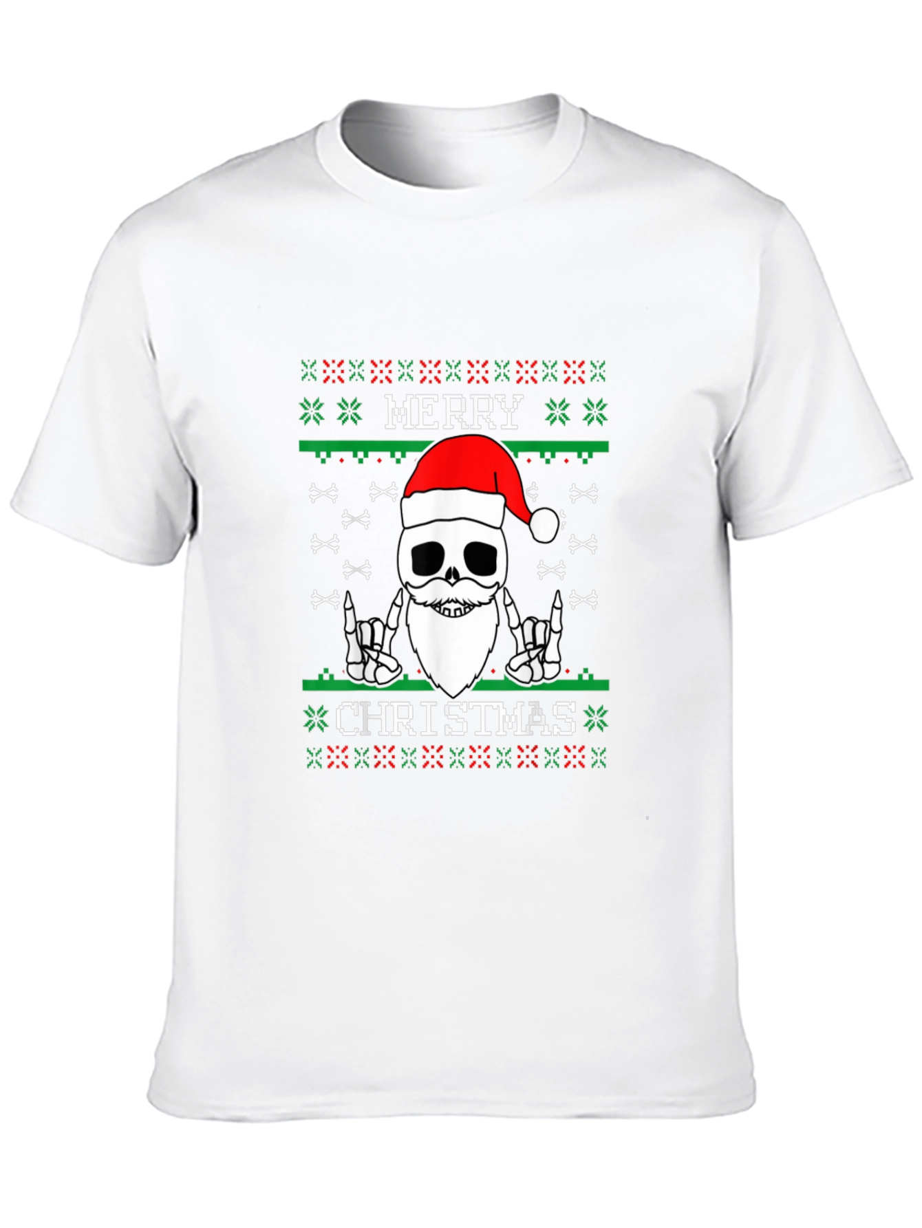 Merry Christmas Skeleton Ugly Sweater Style T-Shirt
