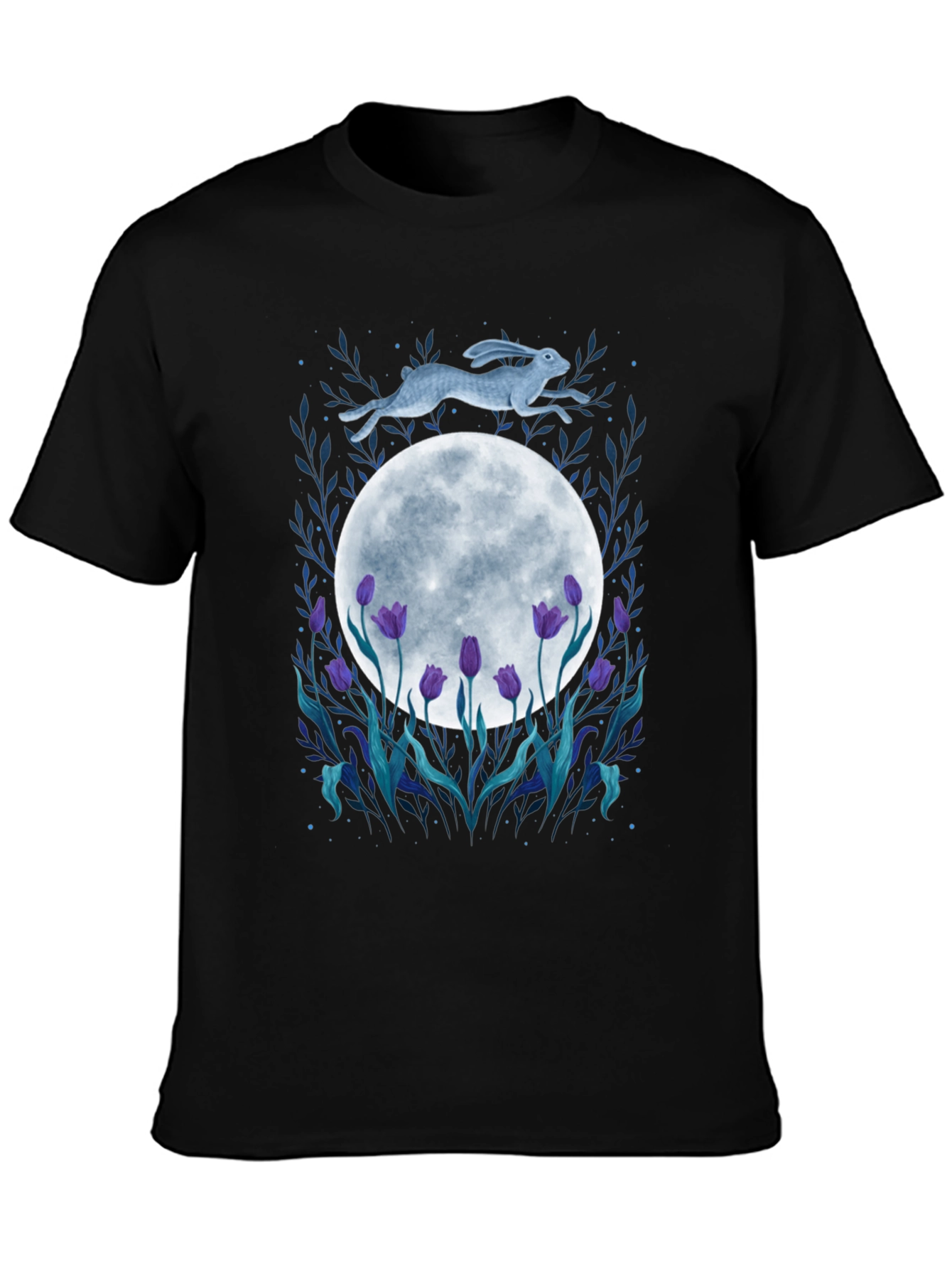 Moon Hare Tulip Graphic Tee - Unique Design