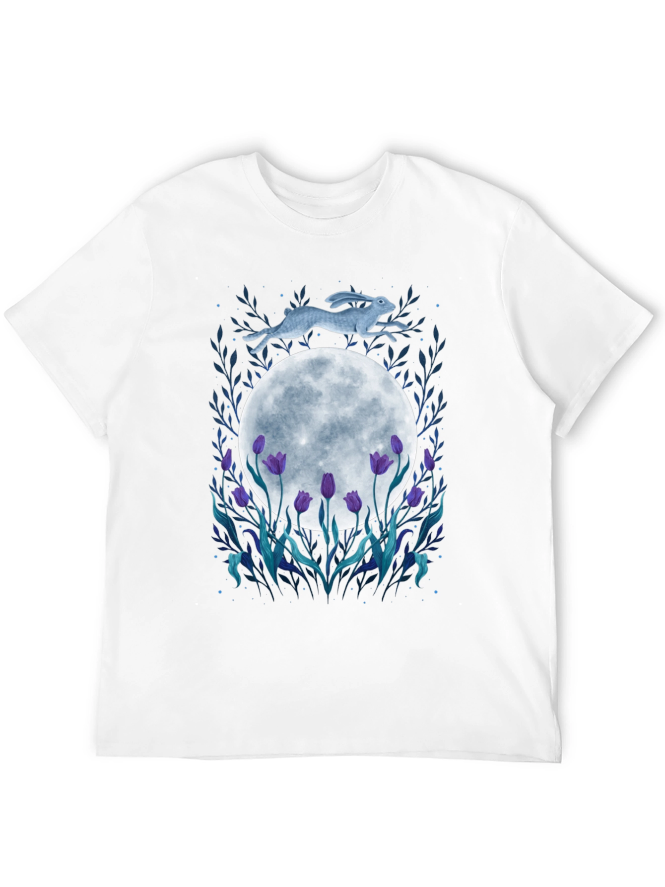 Moon Hare Tulip Graphic Tee - Unique Design