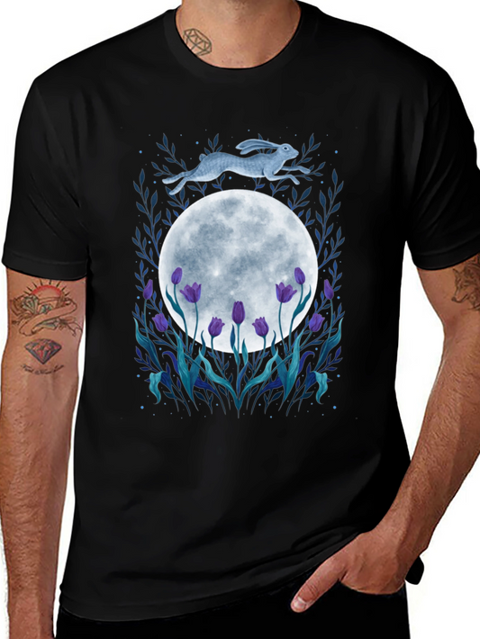 Moon Hare Tulip Graphic Tee - Unique Design