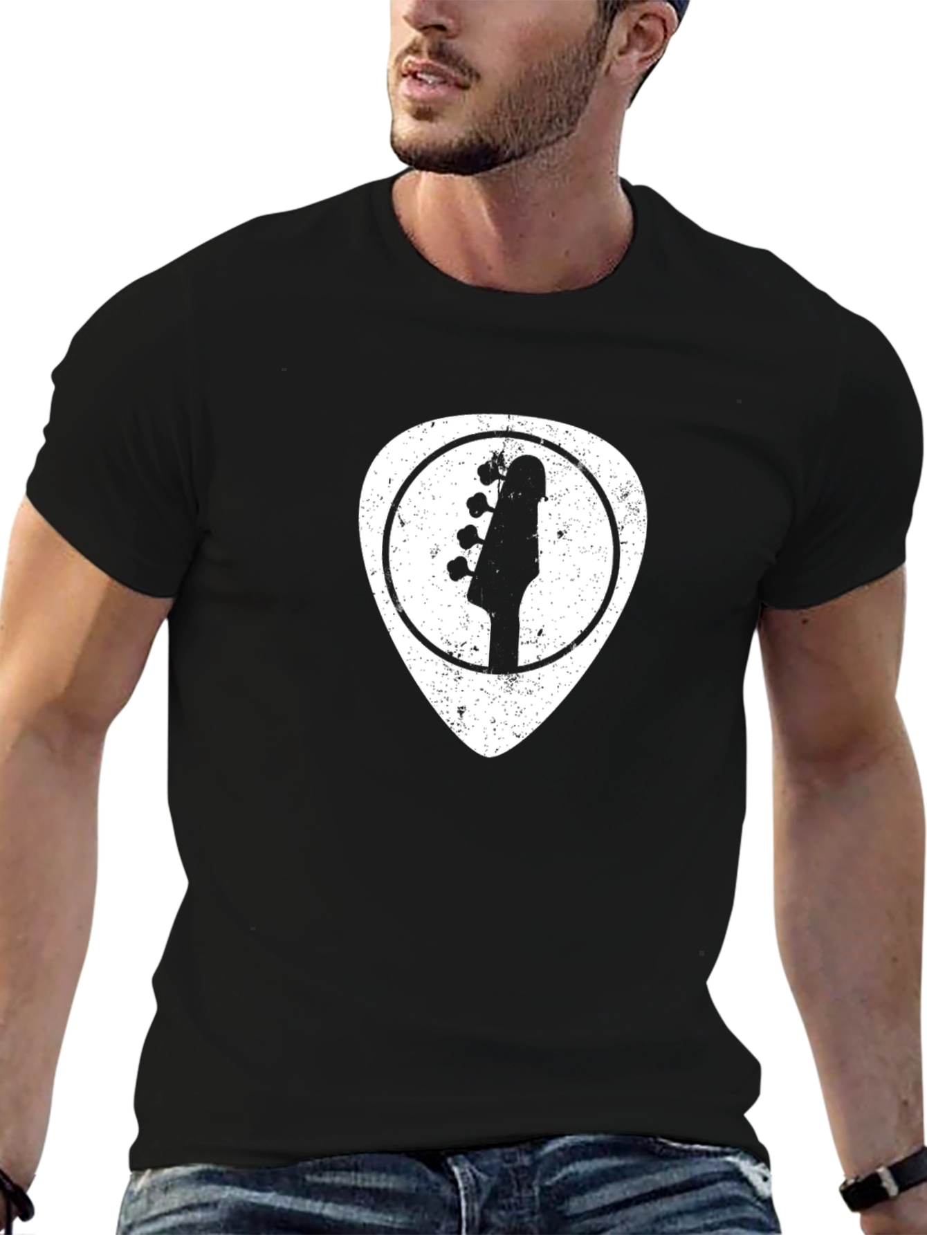 Guitar Pick Graphic T-Shirt - Black